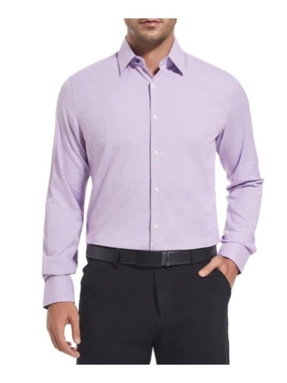 NWT Duchamp Men's 16.5/L Slim Fit Dress Shirt Purple Houndstooth